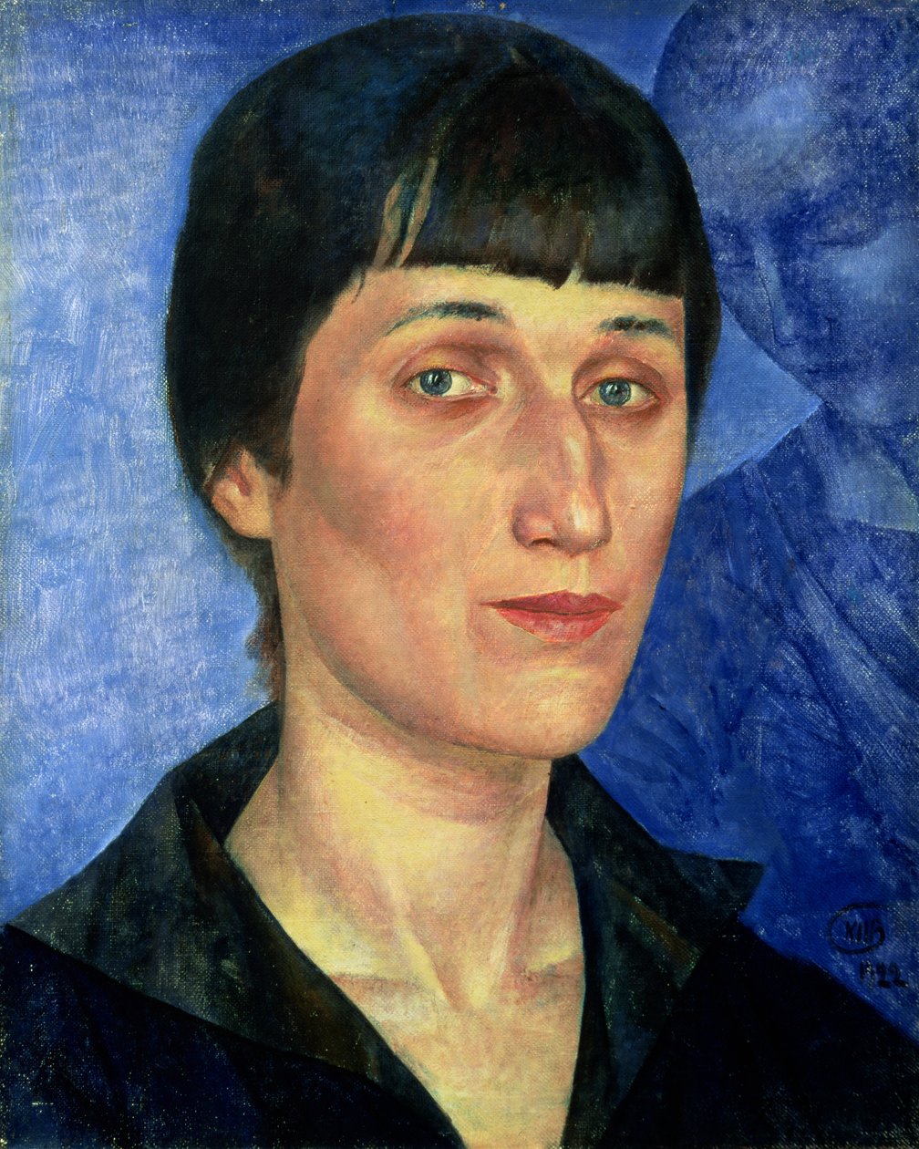 Porträtt av Anna Akhmatova (1889-1966) 1922 av Kuzma Sergeevich Petrov Vodkin