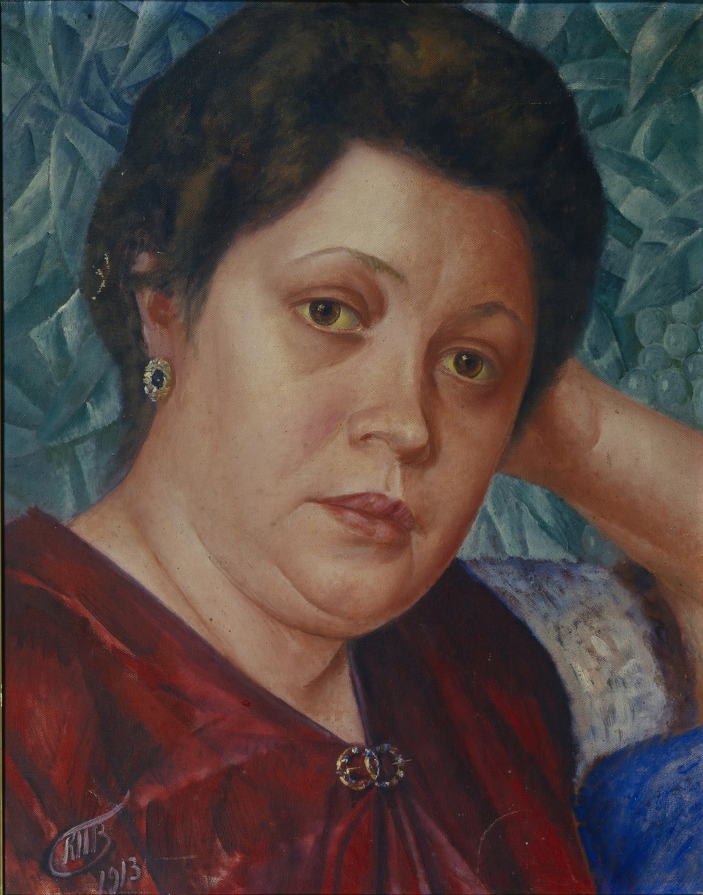 Porträtt av operasångerskan Vera Petrova-Zvantseva av Kuzma Sergeevich Petrov Vodkin