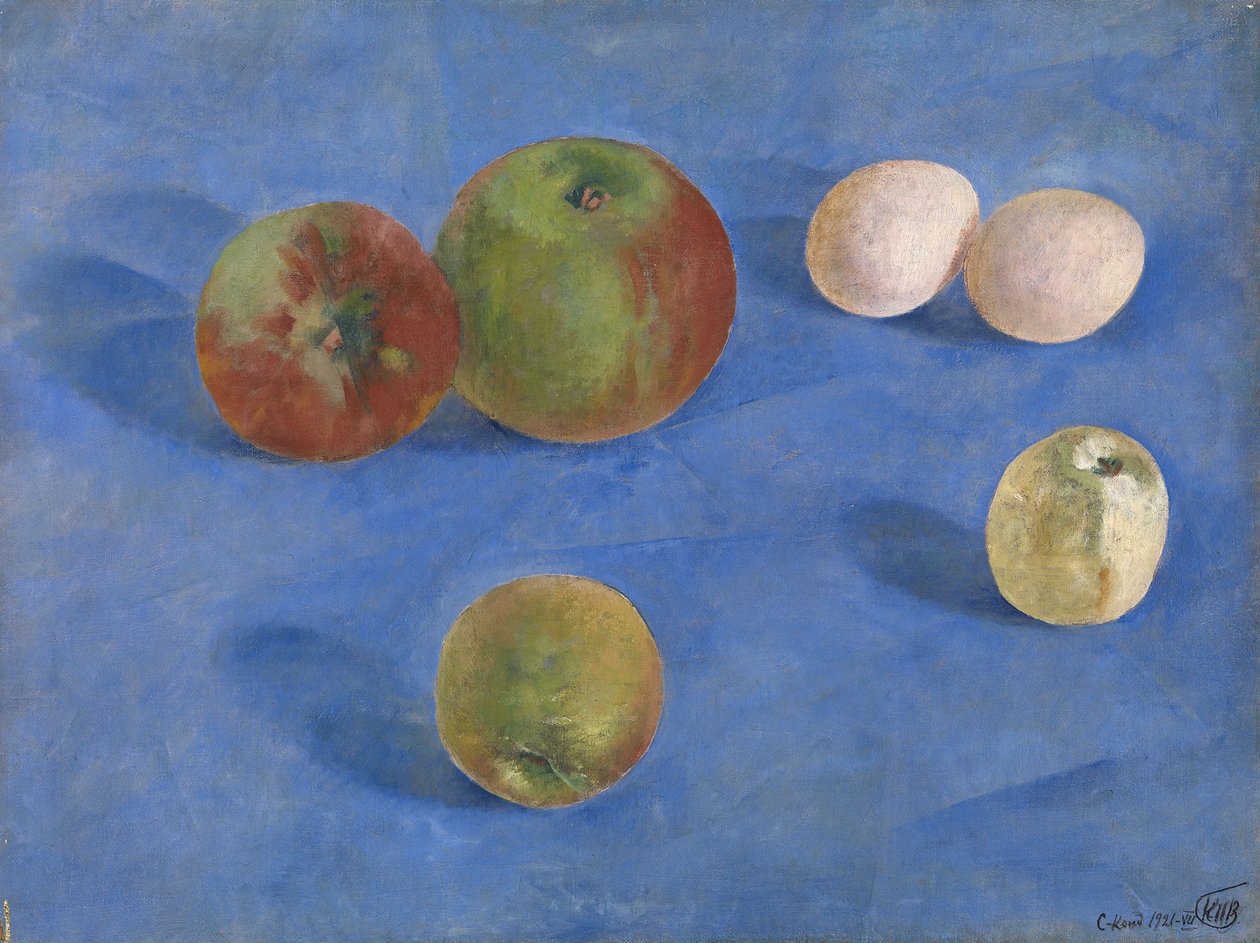 Fortfarande liv. Äpplen och ägg, 1921 av Kuzma Sergeevich Petrov Vodkin