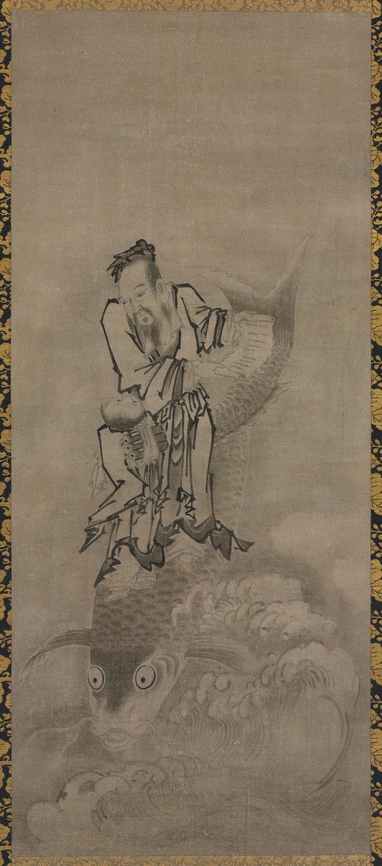 Hotei med daoistiska odödliga, sent 1600-tal-tidigt 1700-tal. av Kyūseki Tomonobu