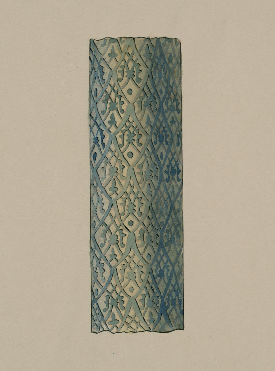 Antiquities of Samarkand. Tomb of Saint Kusam-ibn-Abbas (Shah-i Zindah) and Adjacent Mausoleums. Section of Column on the Exterior of the Facade of Kutuluk Turdi Bek Akas Mausoleum av L. A. Shostak