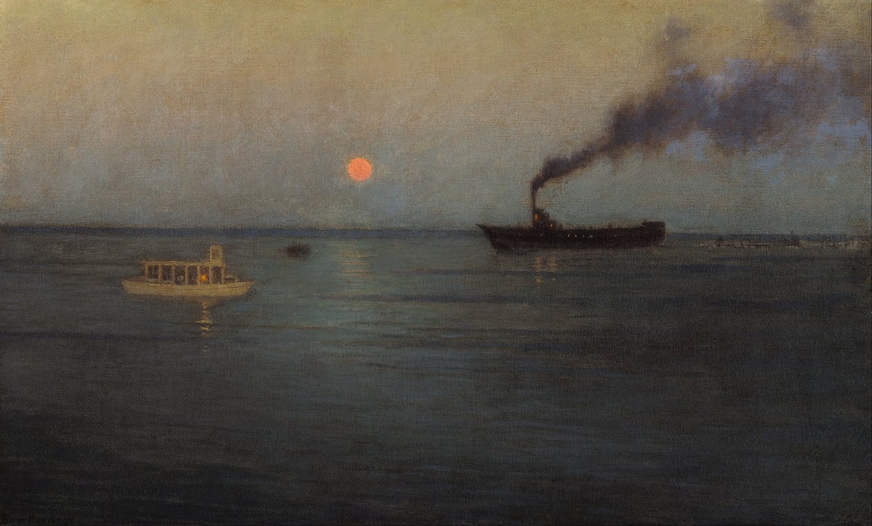Rosy Moon Off Charleston Harbor av Lowell Birge Harrison