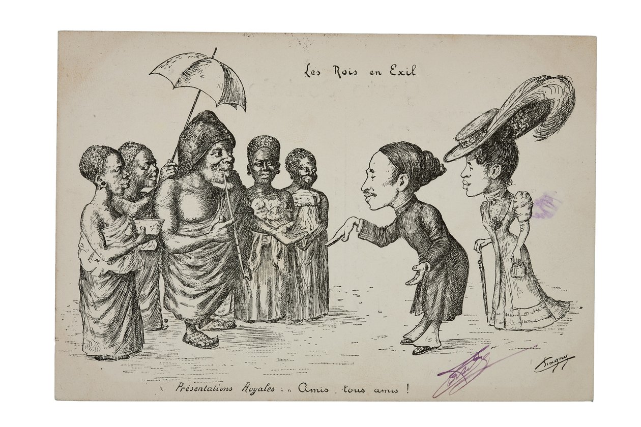 kungar i exil. Kungliga presentationer: Vänner, alla vänner!, c.1906 av L. Chagny