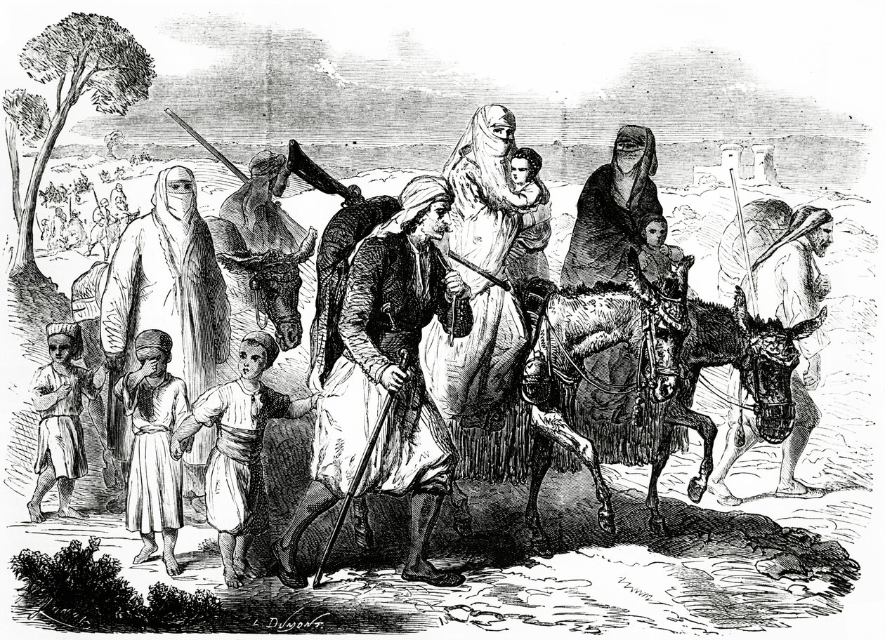 Kristna från Damaskus emigrerar till Beirut, illustration från Le Monde Illustré, 24 november, 1860 av L. Dumont