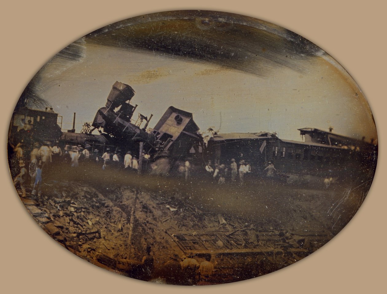 Train wreck on the Providence Worcester Railroad near Pawtucket, Rhode Island av L. Wright