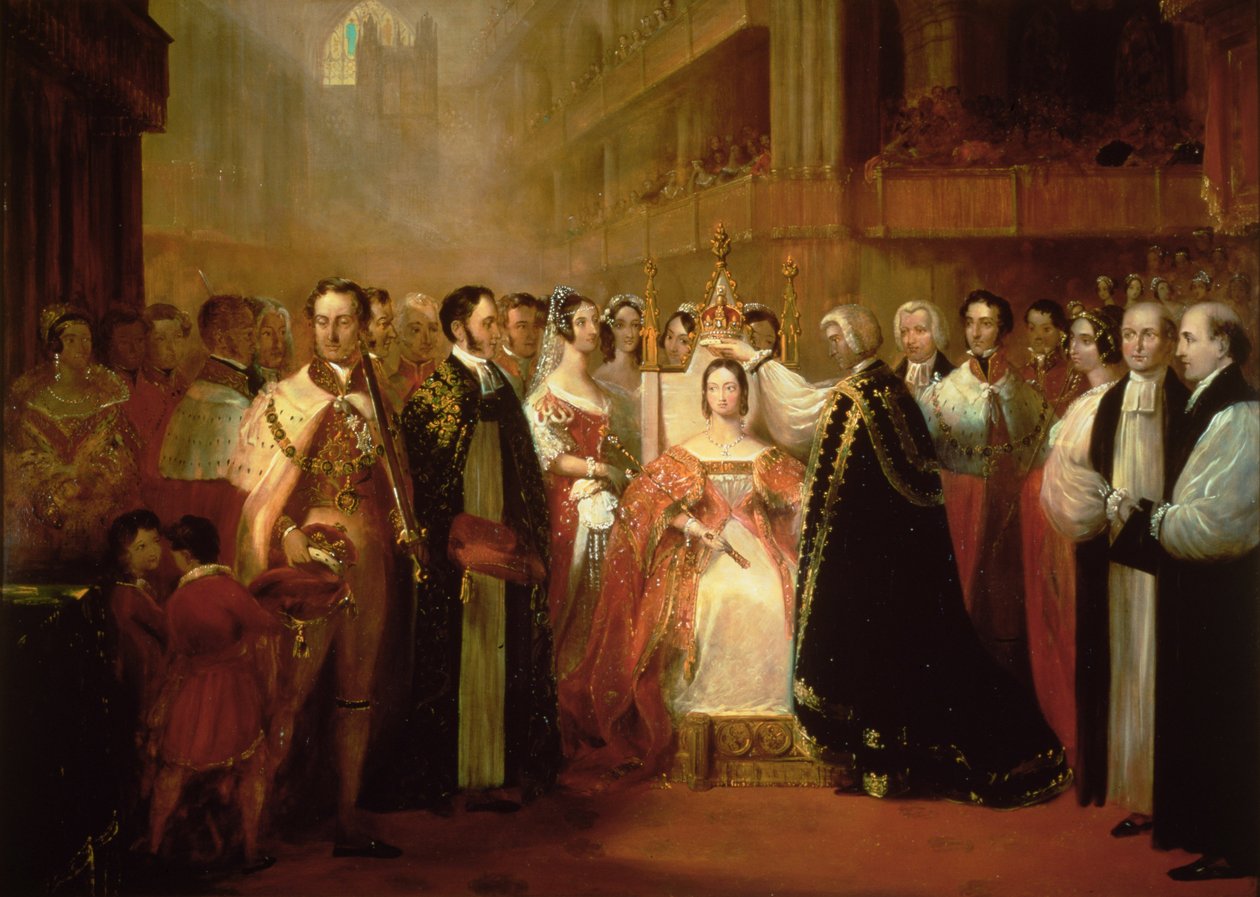 Drottning Victorias kröning (1819-1901) (olja) av L. and Bettridge, H. Jennens