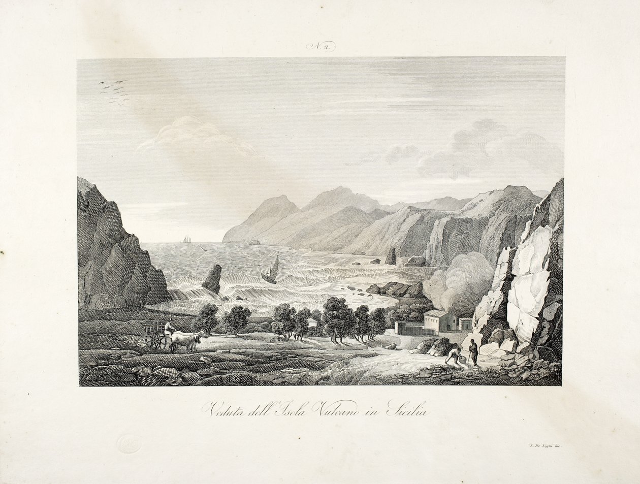 Utsikt över ön Vulcano, Sicilien av L. de Vegni