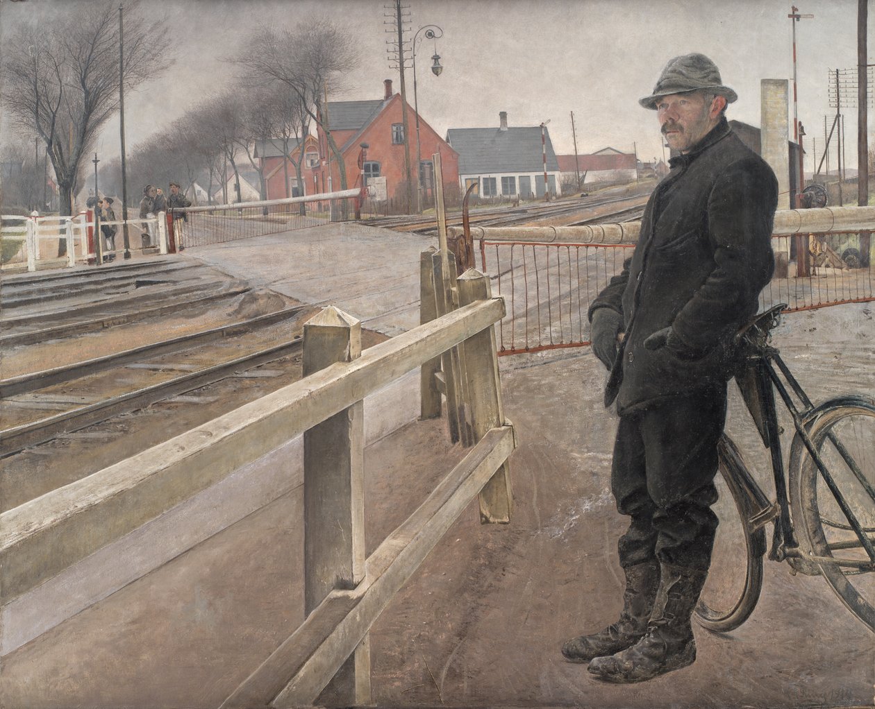 Väntar på tåget. Plankorsning vid Roskilde motorväg av Laurits Andersen Ring