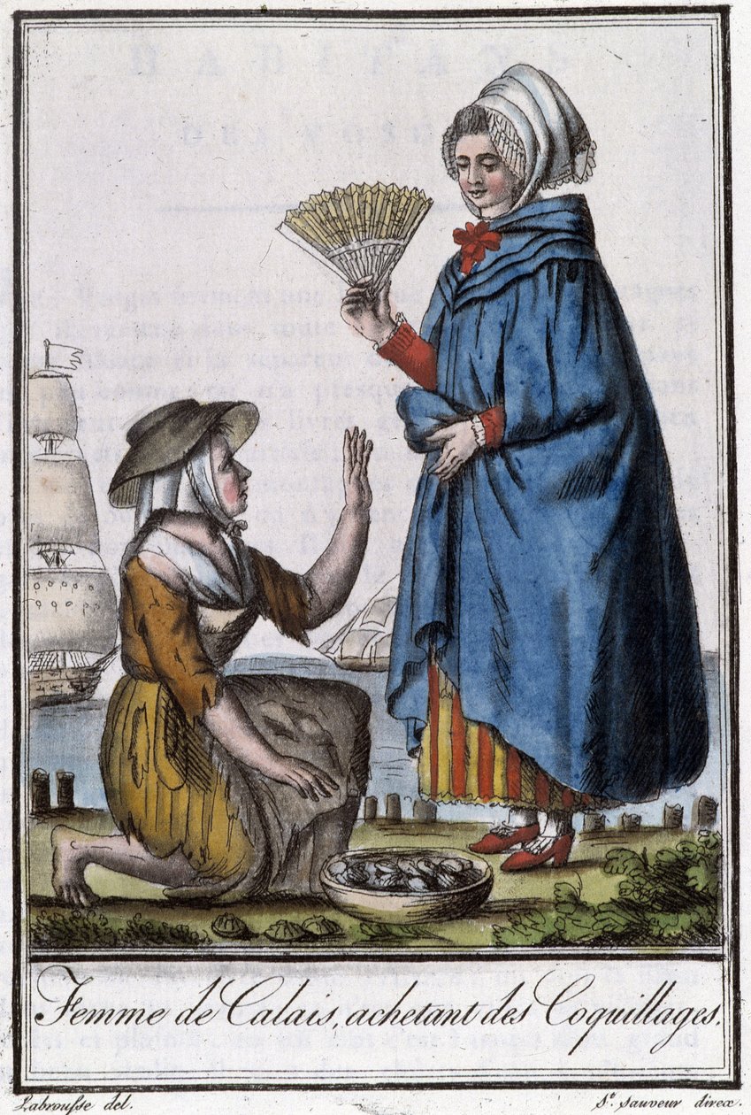 Femme de Calais köper skal - i "" Encyclopedia of travels"" av J. Grasset St Sauveur, Deron, Paris av L.F. Labrousse