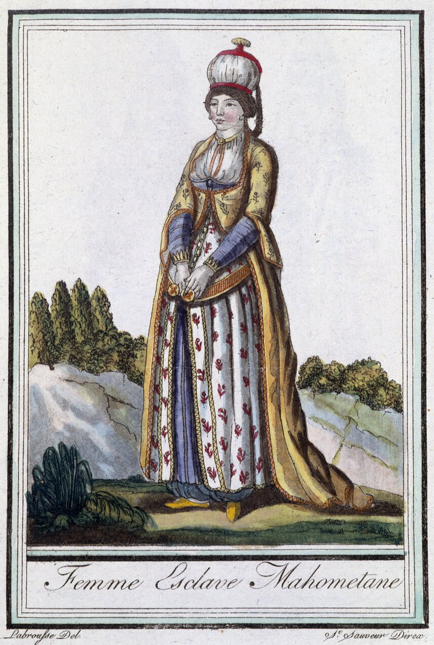Muhammedansk slavkvinna - i "" Encyclopédie des voyages"" av J. Grasset St Sauveur, red. Deroy, Paris av L.F. Labrousse