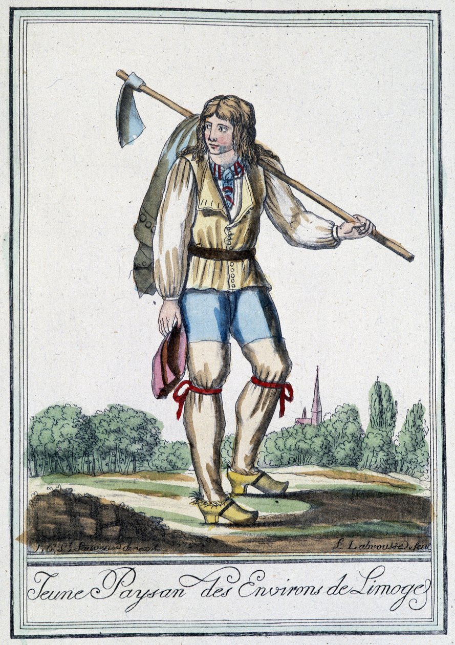 Ung bonde från omgivningarna i Limoges - i "" Encyclopédie des voyages"" av J. Grasset St Sauveur, Deron, Paris av L.F. Labrousse