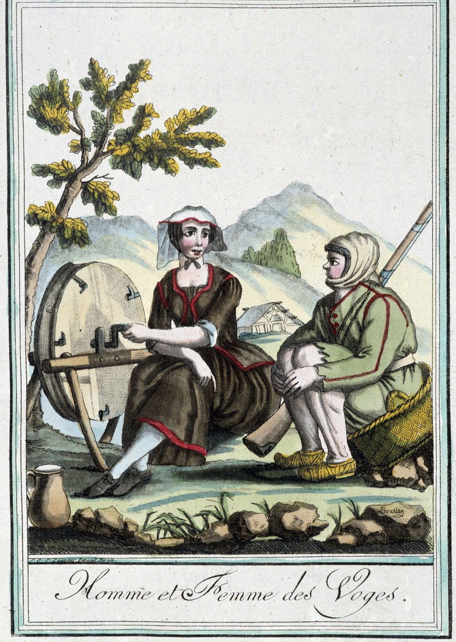 Man och kvinna från Vogeserna - i "" Encyclopedia of travels"" av J. Grasset St Sauveur, Deron, Paris av L.F. Labrousse