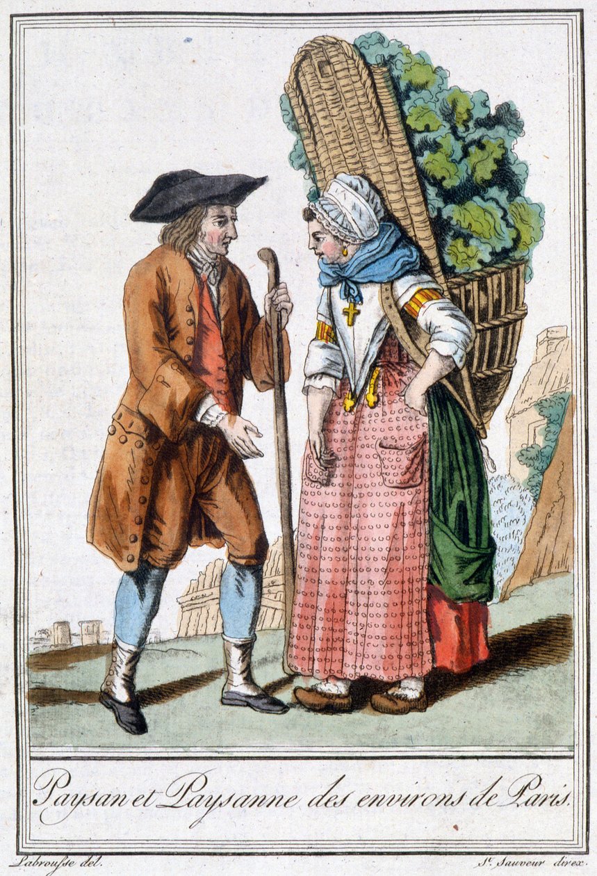 Bonde och bonde i Paris - i "" Encyclopedia of Travels"" av J. Grasset St Sauveur, Deron, Paris av L.F. Labrousse