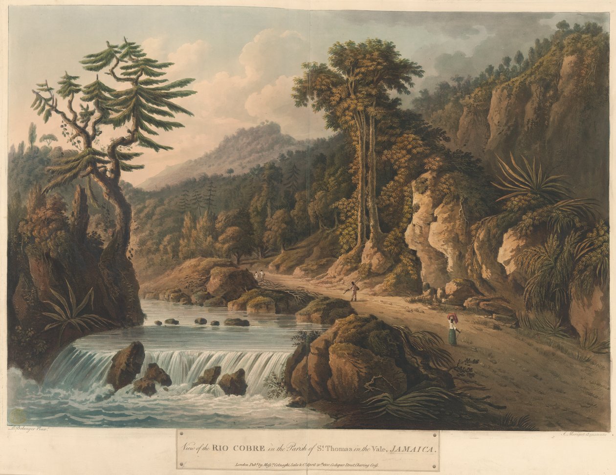 Rio Cobre, från Six Views in the Island of Jamaica, litografi av I. Merigot av L. (after) Belanger