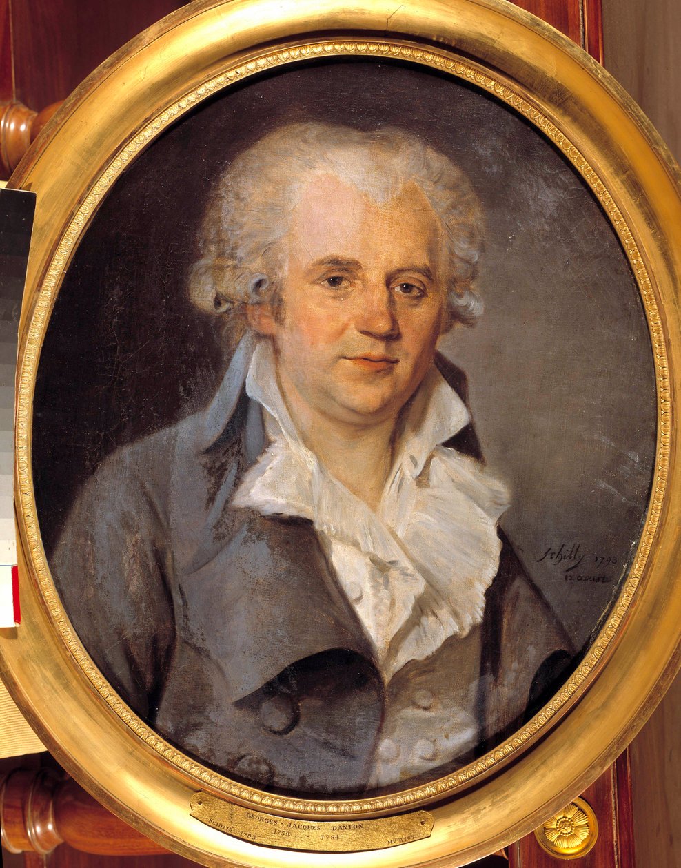 Porträtt av Georges Jacques Danton, konventionell advokat (1759-1794) 12 augusti av L. L. Schilly
