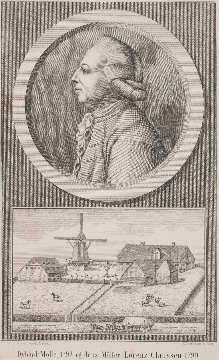 Dybbøl bruk, 1792, och dess mjölnare Lorenz Claussen, 1790 av L. Nissen