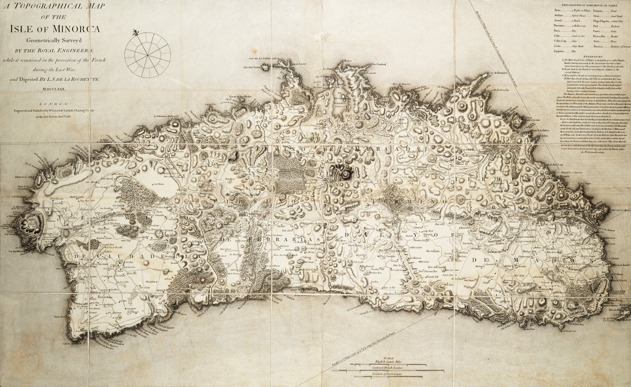 Karta över Menorca av L. S. de la Rochette
