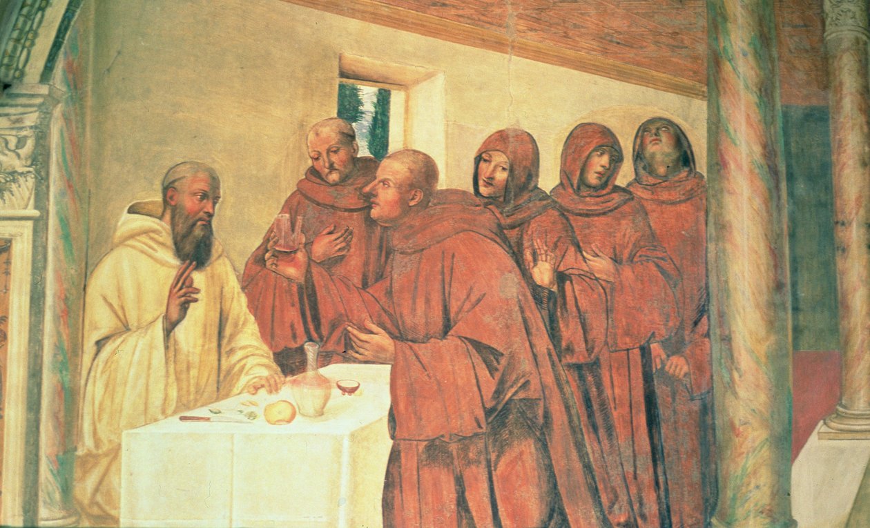 Att ta nattvarden, från St. Benedictus liv av L. Signorelli