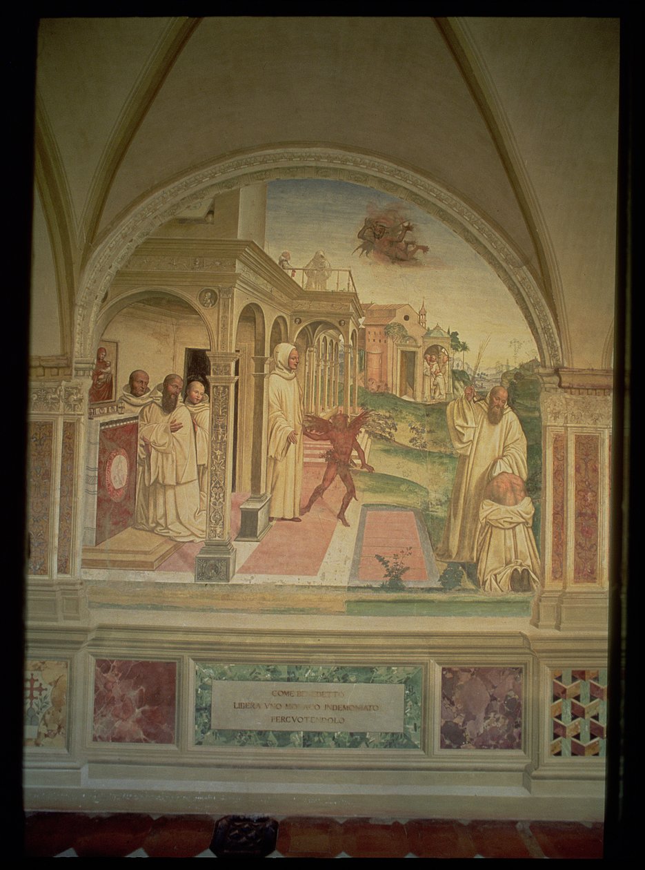 The flagellation of St. Benedict, från Life of St. Benedict av L. Signorelli