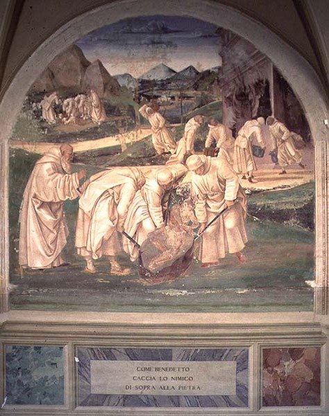 The Life of St. Benedict (fresk) (detalj) av L. and Sodoma G. Signorelli