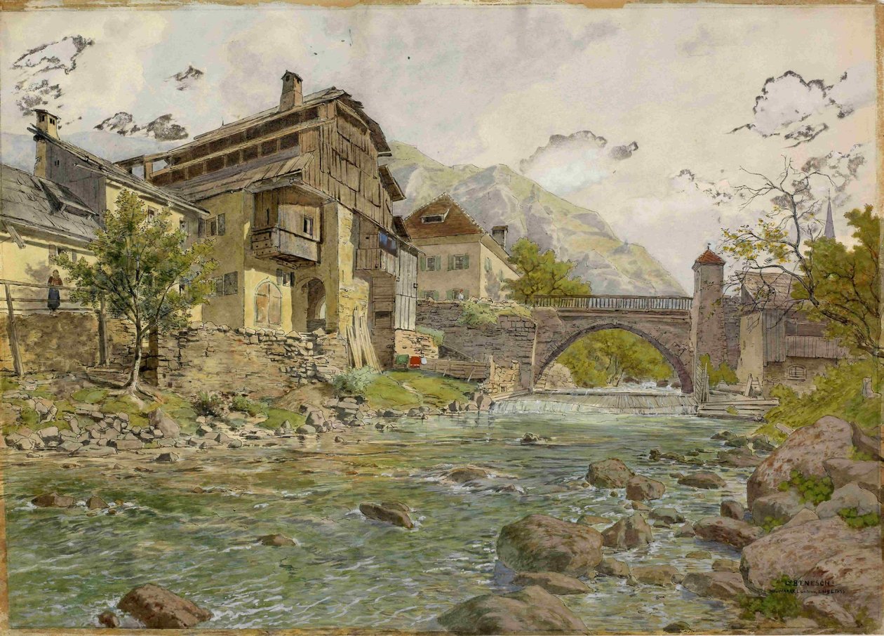  Pogled na Trzic in Trzisko Bistricon av Ladislav Benesch