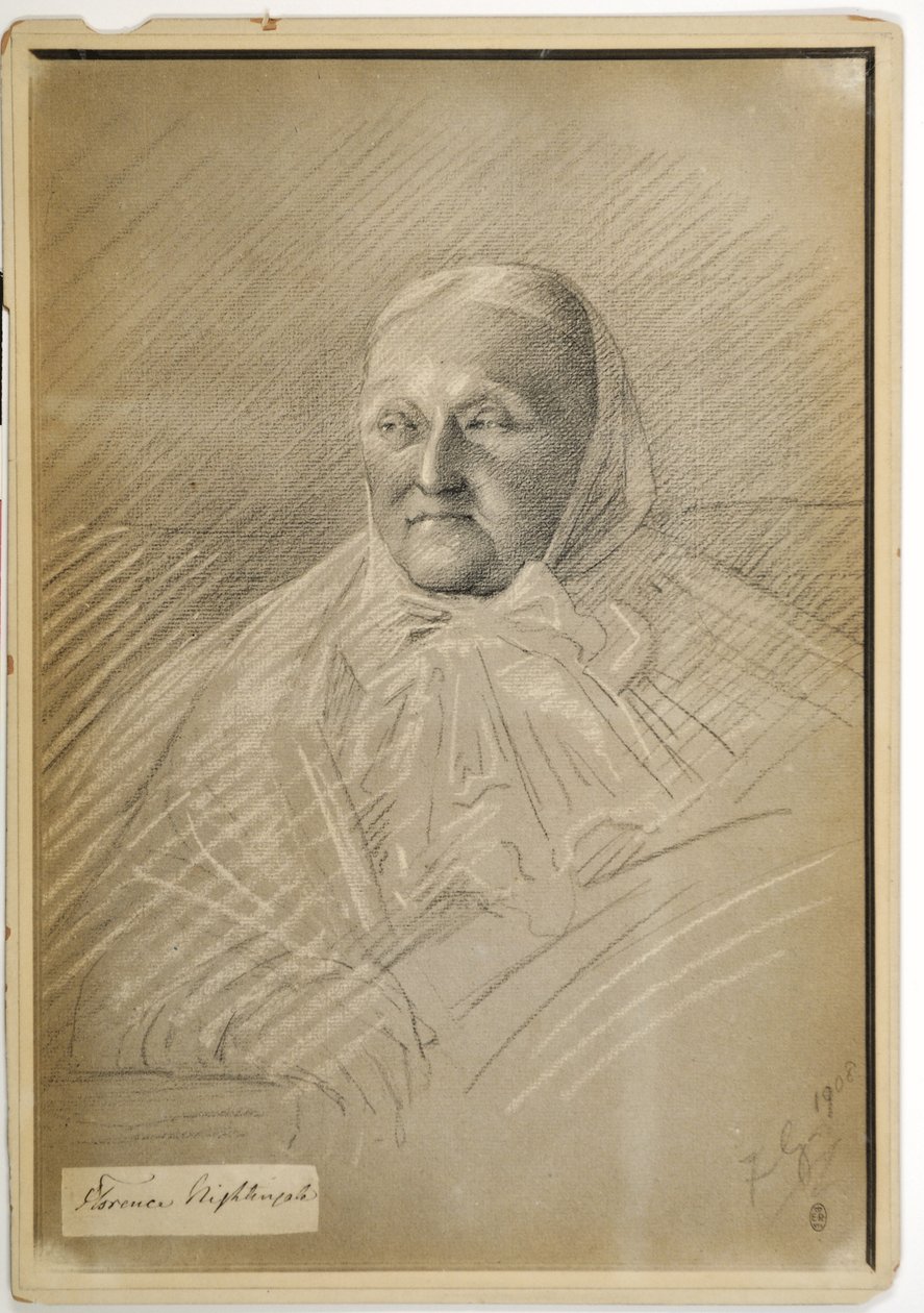 Florence Nightingale i sängen, 1908 av Lady Gleichen