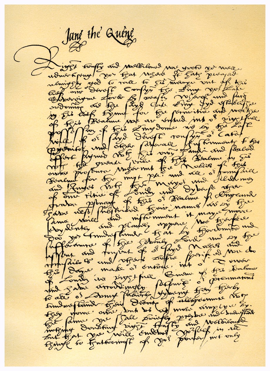 Brev från Lady Jane Gray till William Parr, 10 juli 1553. av Lady Jane Grey