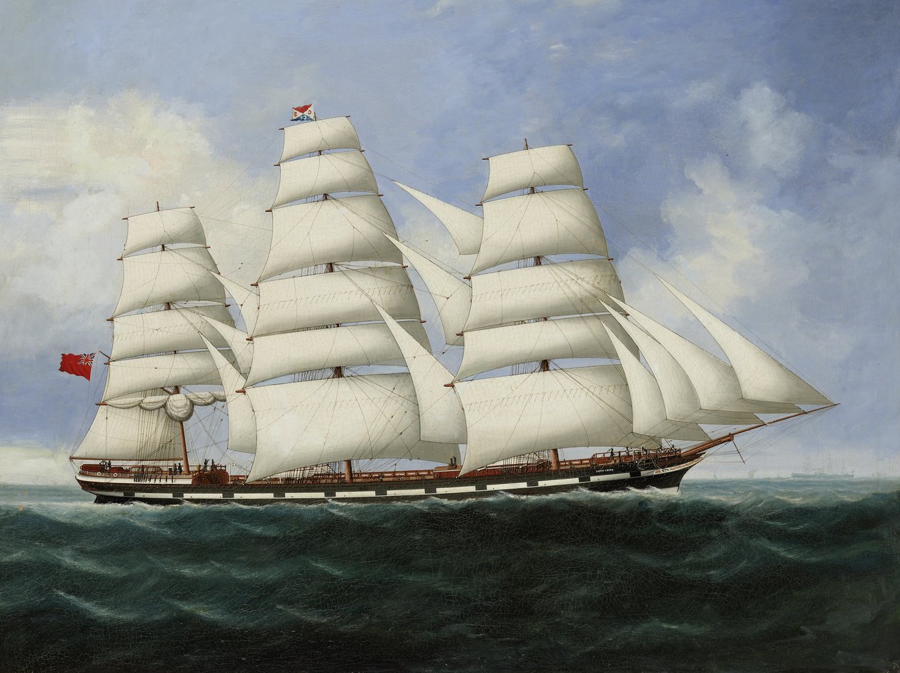 The full-rigged merchantman ‚Loch Long‘ at sea under full sail av Lai Fong