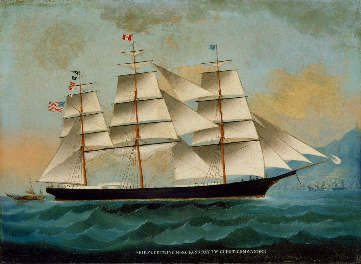 Fartyget Fleetwing, Hong Kong Bay, J. W. Guest, befälhavare av Lai Sung