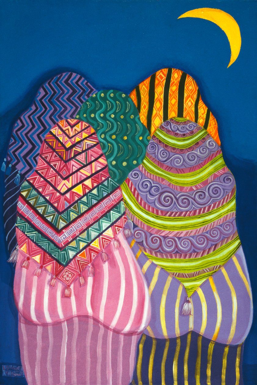 Bottoms in the Moonlight, 1990 (akryl på duk) av Laila Shawa