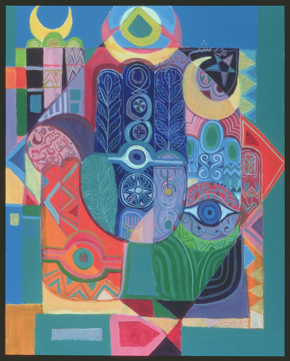 Hands as Amulets I, 1992 (akryl på duk) av Laila Shawa