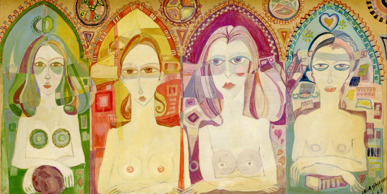 Ikon, 1970 (tryckolja ombord) av Laila Shawa