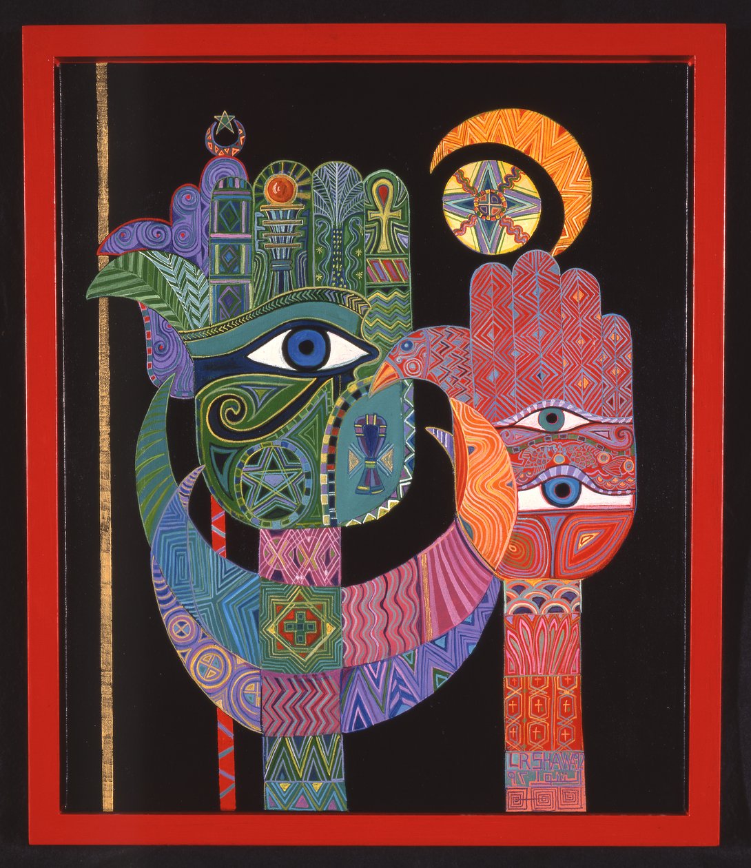 Symboler, 1992 (akryl på duk) av Laila Shawa