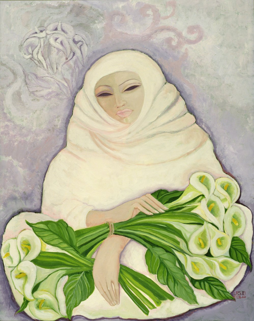 The Lily Seller, 1989 (akryl på duk) av Laila Shawa