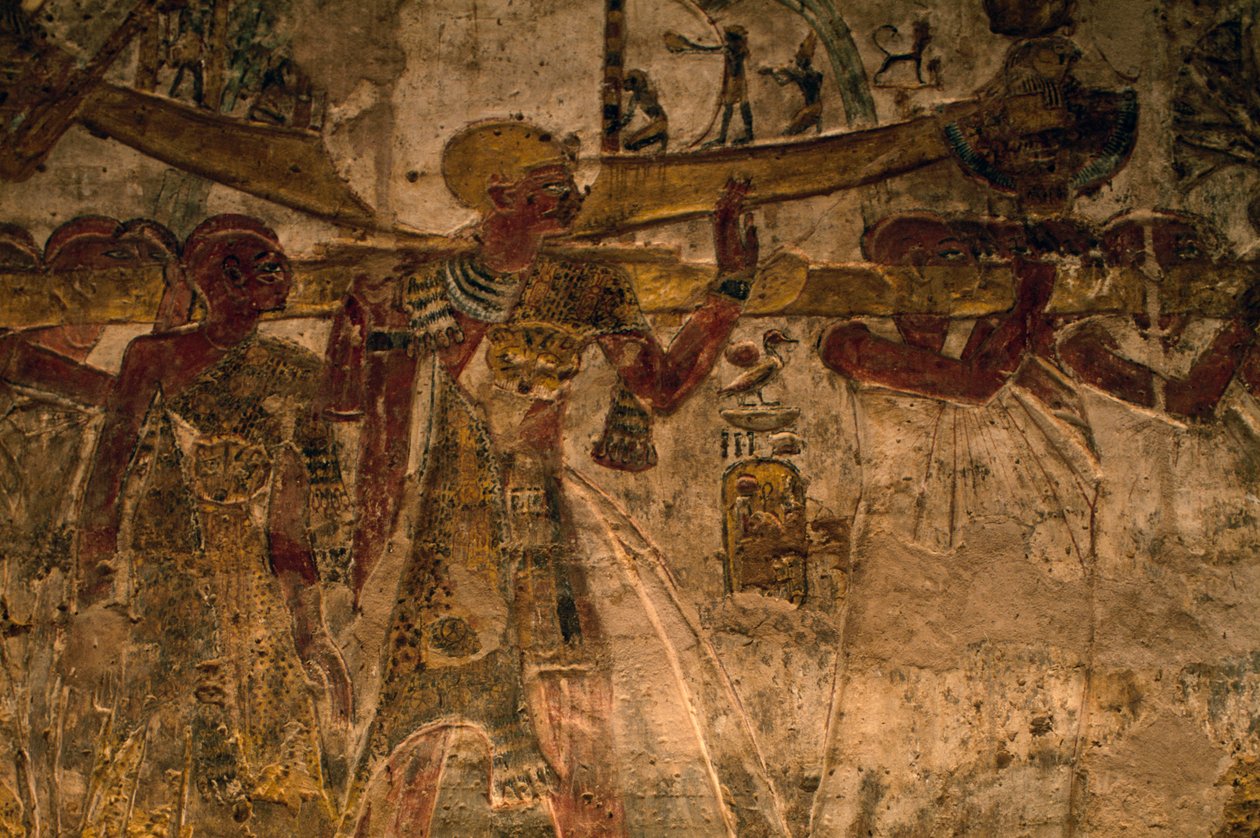 Basrelief från templet Derr, Nedre Nubien, Egypten, egyptisk civilisation, Nya kungariket, dynasti XIX av Amadeo (after) Modigliani