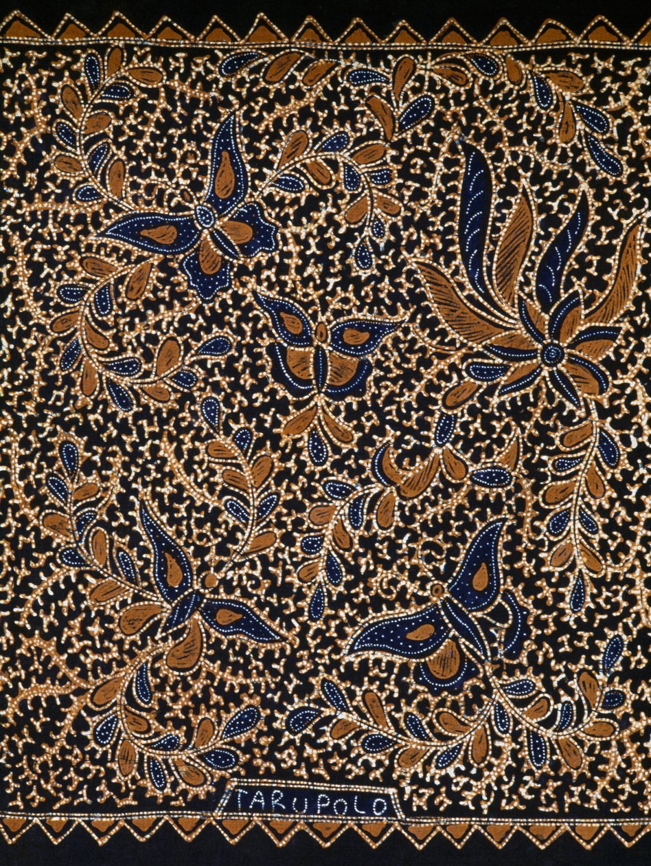 Batik med traditionell fjäril och blomdekoration, Java, Indonesien, detalj av Amadeo (after) Modigliani