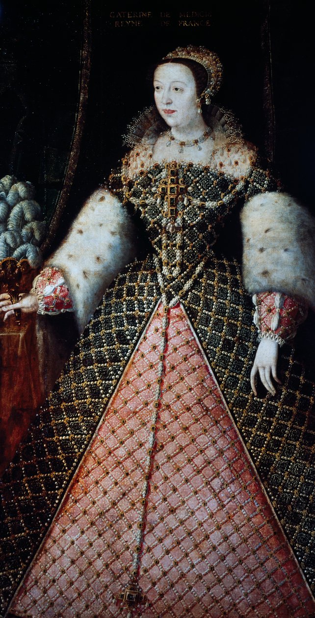 Porträtt av Catherine de Medici, drottningkonsort av kung Henrik II av Valois, ca 1547-59 (olja på duk) av Amadeo (after) Modigliani