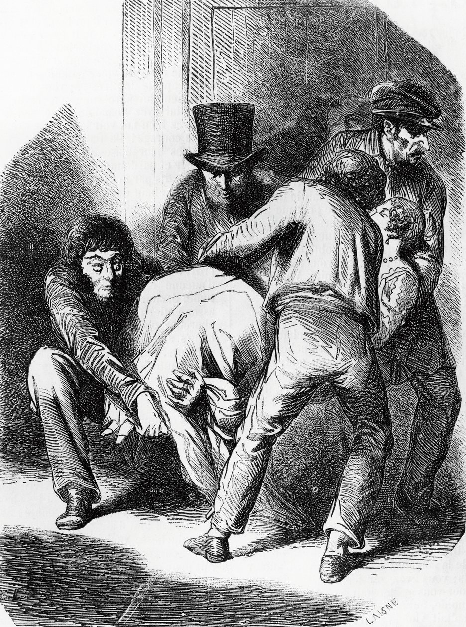 Illustration för hertiginnan av Langeais, roman av Honore de Balzac (1799-1850) från samlingen i flera volymer med titeln Human Comedy, gravyr av Laisne av Laisne Laisne