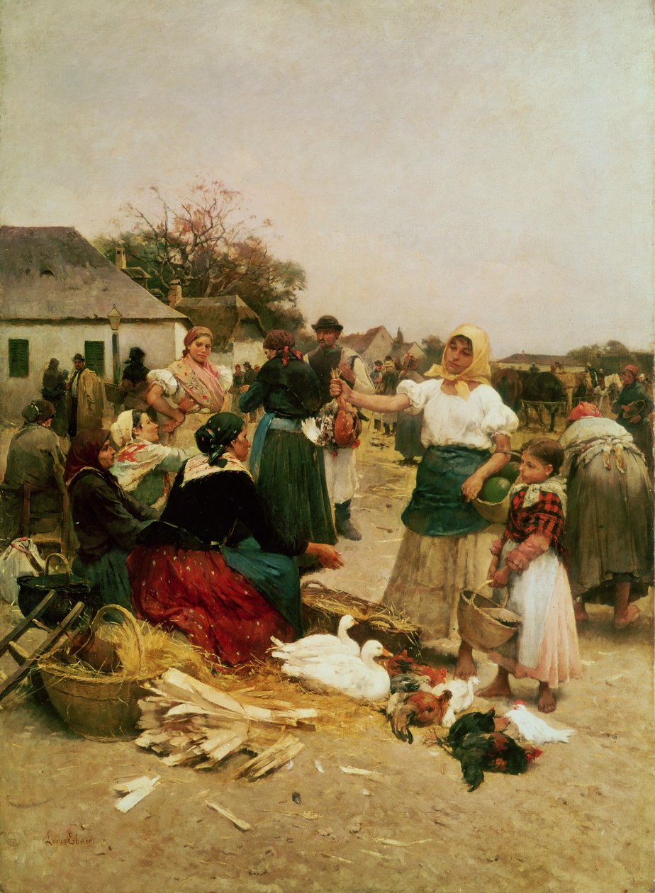 Fjäderfämarknaden, 1885 av Lajos Deak Ebner