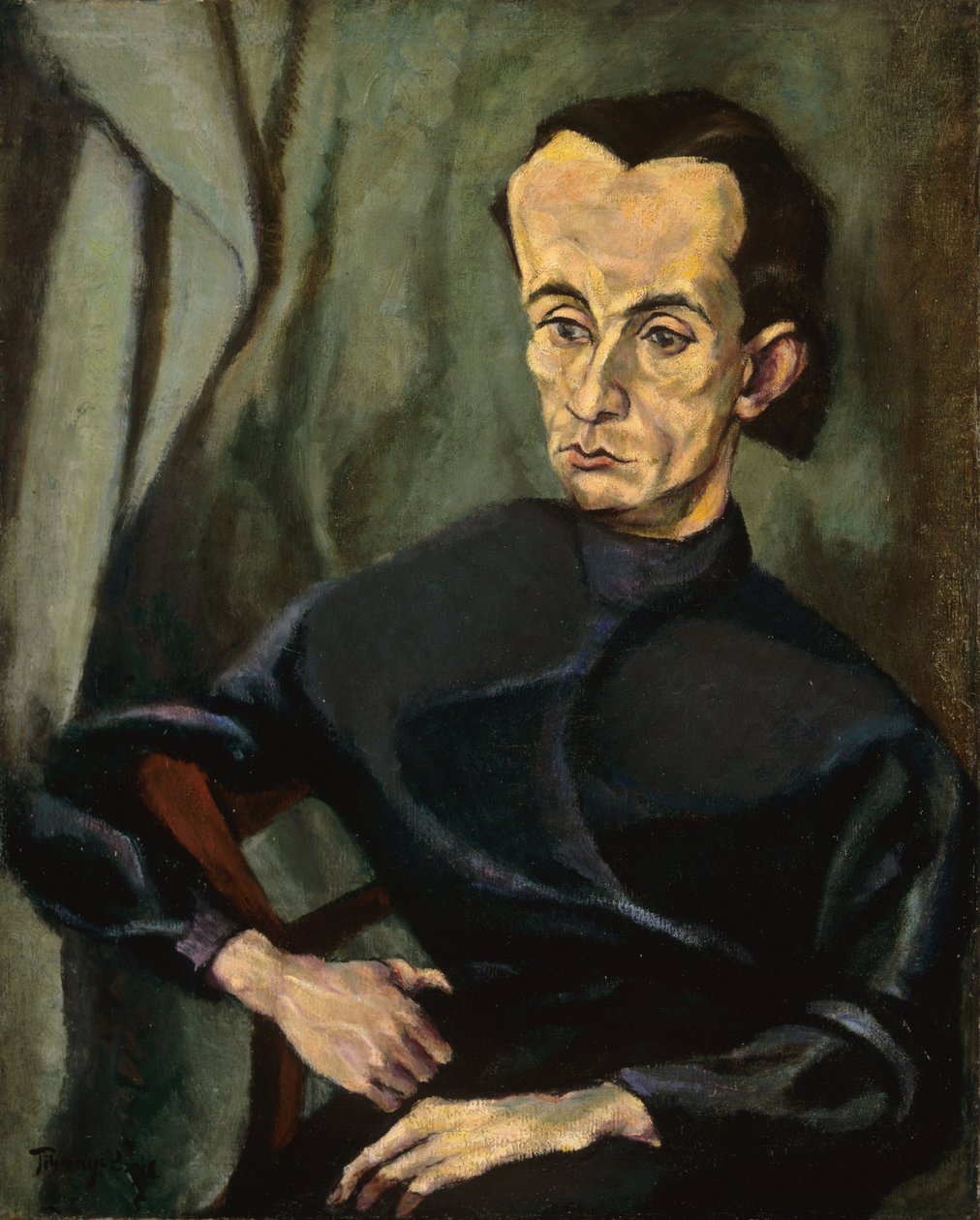 Porträtt av Lajos Kassak (1887-1967), av Tihanyi, Lajos (1885-1938). Olja på duk av Lajos Tihanyi