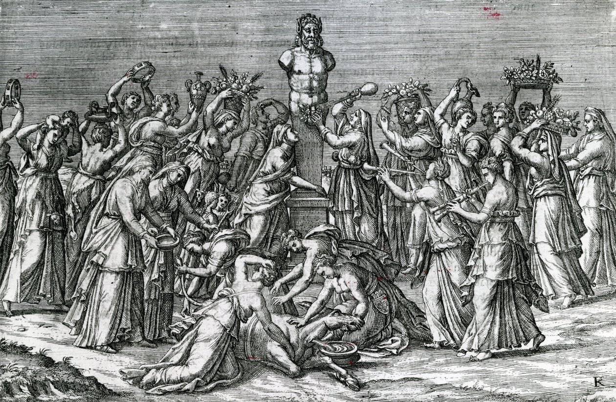 Åtta kvinnor som offras till Priapus, 1500-talet av Lambert Lombard