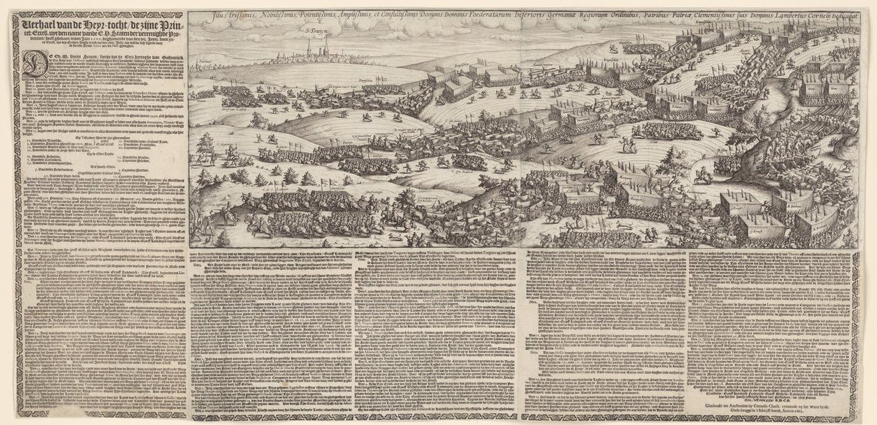 Resa från Maurits genom Brabant till Grave, 1602 Berättelsen om Heyr-resan som hans prins. excell. uyt namnet på E.H. Staten der vereenighde Provintien has ghedaeen inden Jare 1602 (titel på objekt) av Lambert Cornelisz.