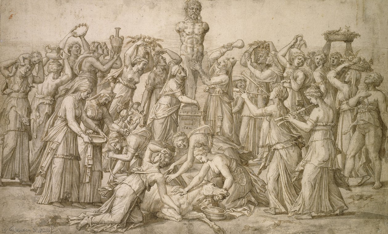 Offer till Priapus, 1540 (penna och bistre) av Lambert Lombard
