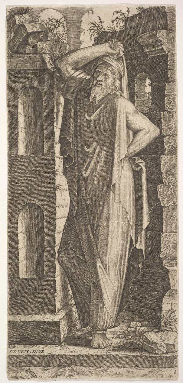 Sankt Filip, stående med vänster hand på höften och höger hand vilande på hans he..., 1545. av Lambert Suavius