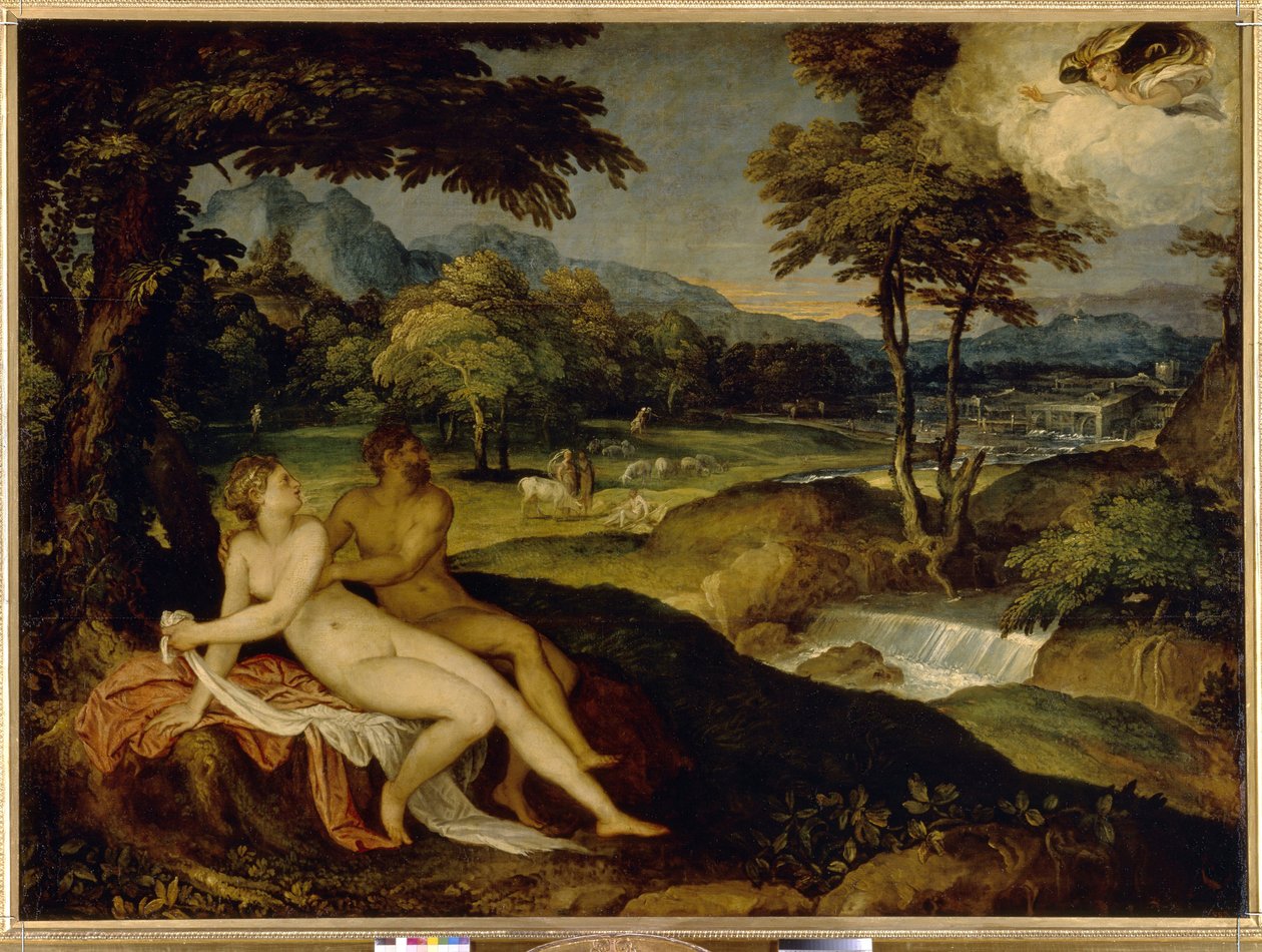 Jupiter och Io. Målning av Lambert Sustris (1515 eller 1520 - efter 1591), olja på duk, mellan 1558 och 1563. Italiensk konst (Venedig) av Lambert Sustris