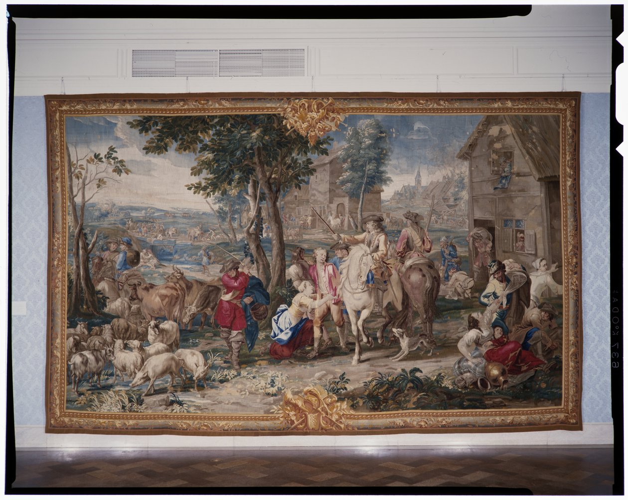 Plundring, från serien Art of War gobeläng, 1708-12 (vävd 1712-18) (gobeläng) av Lambert de Hondt