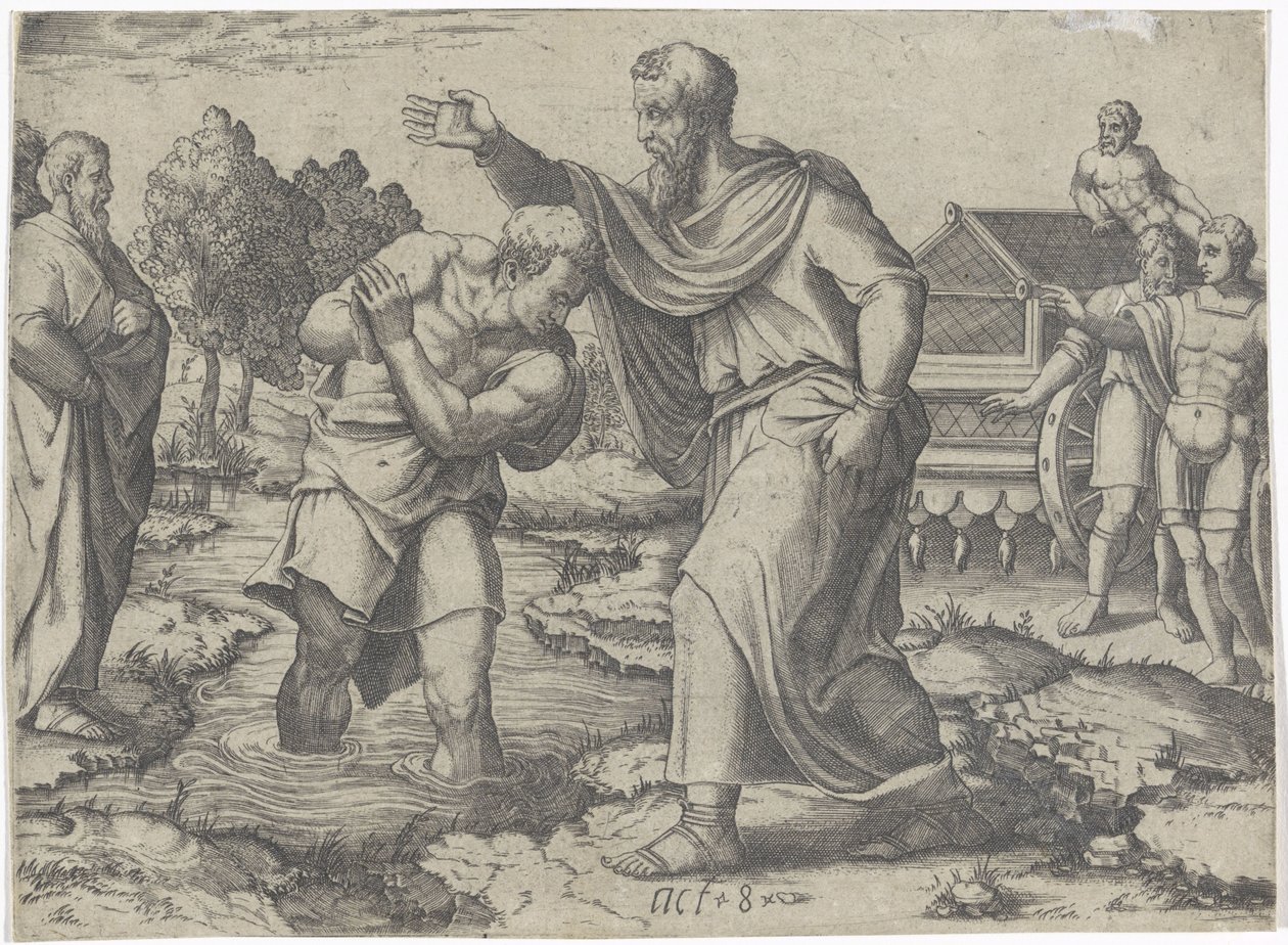 Dop av den etiopiska eunucken av Filip Scener ur Apostlagärningarnas bok (serietitel) av Lambertus Suavius (attributed to)