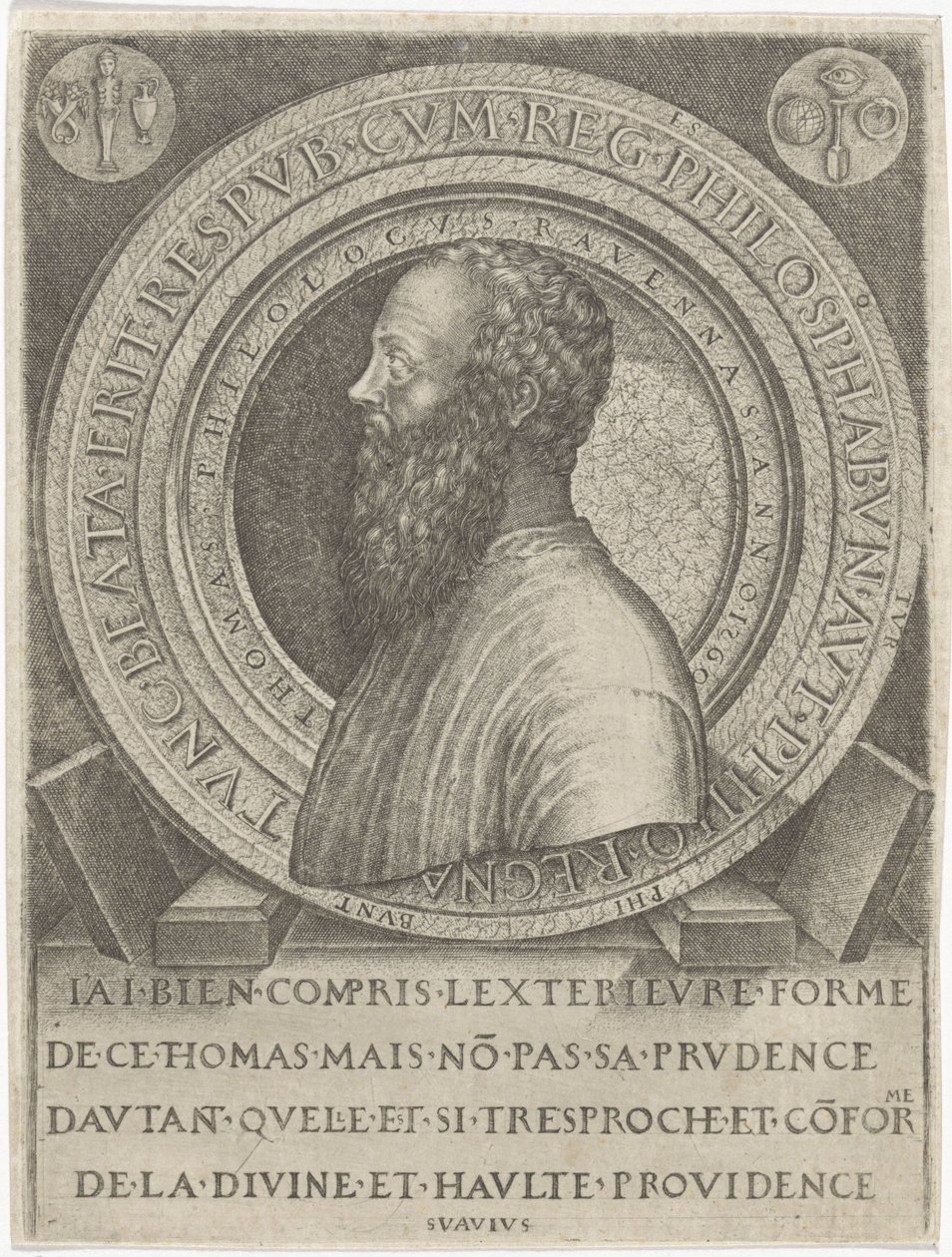 Portret van filolog Thomas van Ravenna av Lambertus Suavius
