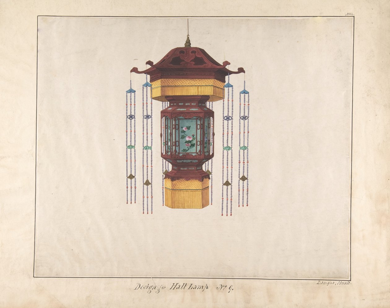 Design för Halllampa nr 9, ca. 1845. av Lamqua