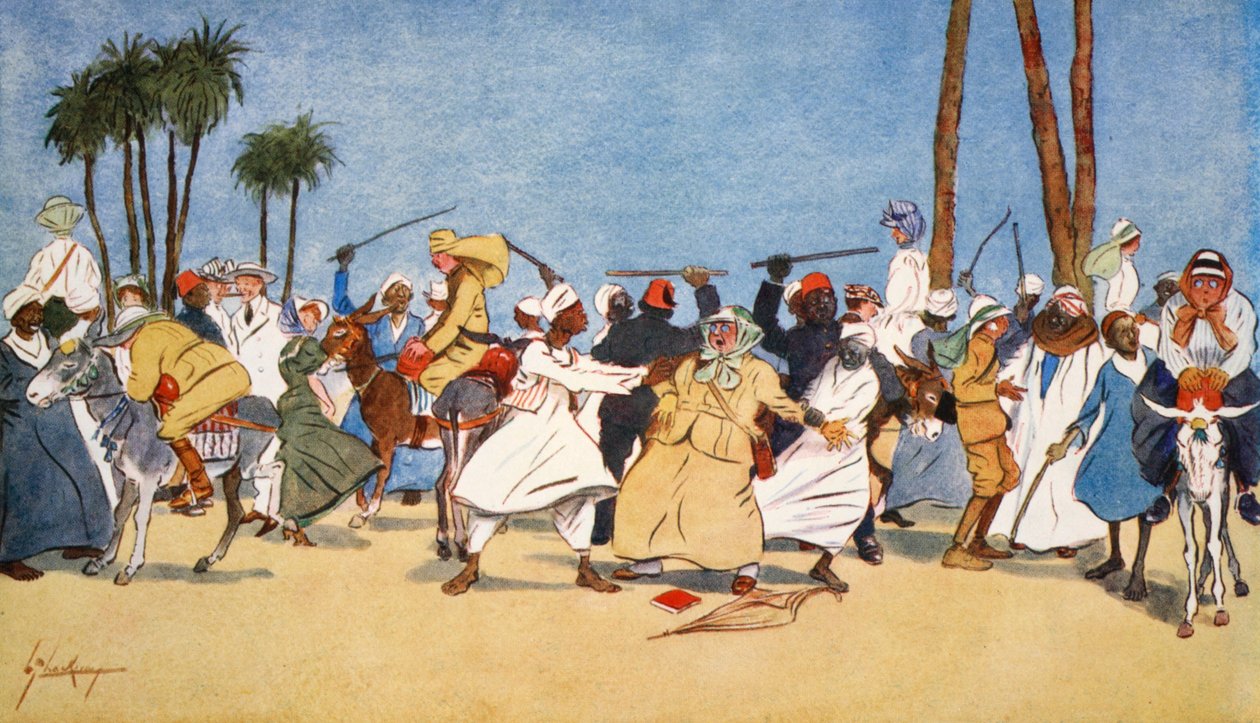 Slaget vid Nilen, från "The Light Side of Egypt", 1908 av Lance Thackeray